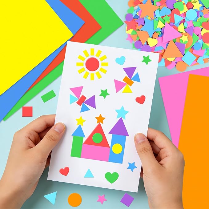 810Pcs Foam Stickers Foam Shape Stickers Colorful Self Adhesive, 8 Colors Heart