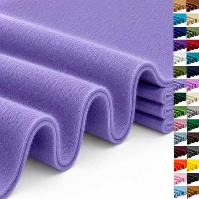 Lavender Large Felt Fabric 36" x 36", 1.4 mm Soft Felt Sheet, Nonwoven Fabric