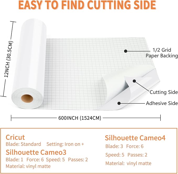 Glossy White Permanent Vinyl, Lya Vinyl Glossy White 12" x 50Ft Permanent