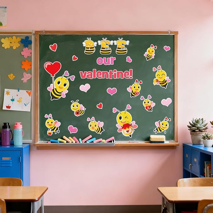 JarThenaAMCS Valentine' s Day Bee Classroom Door Decoration Bulletin Board Set