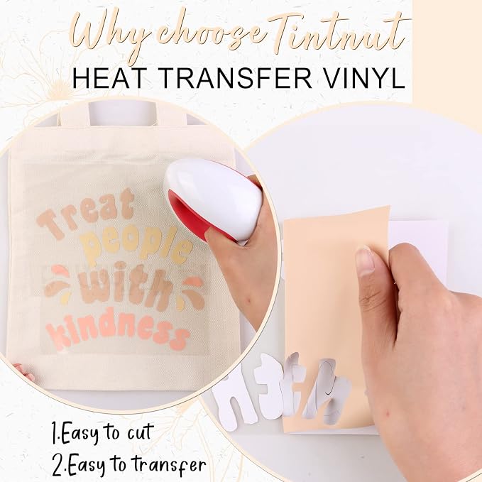 Tintnut Apricot Color Heat Transfer Vinyl, 10inx6ft Iron on Vinyl | Neutral