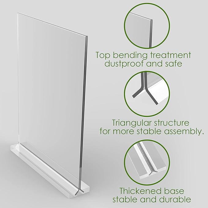 newnewshow 8.5x11 Acrylic Sign Holder 3 Pack Vertical Double-Sided Display