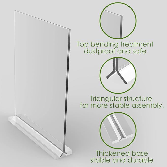newnewshow 5“x7” Acrylic Sign Holder 6 Pack Vertical T Shape Double-Sided