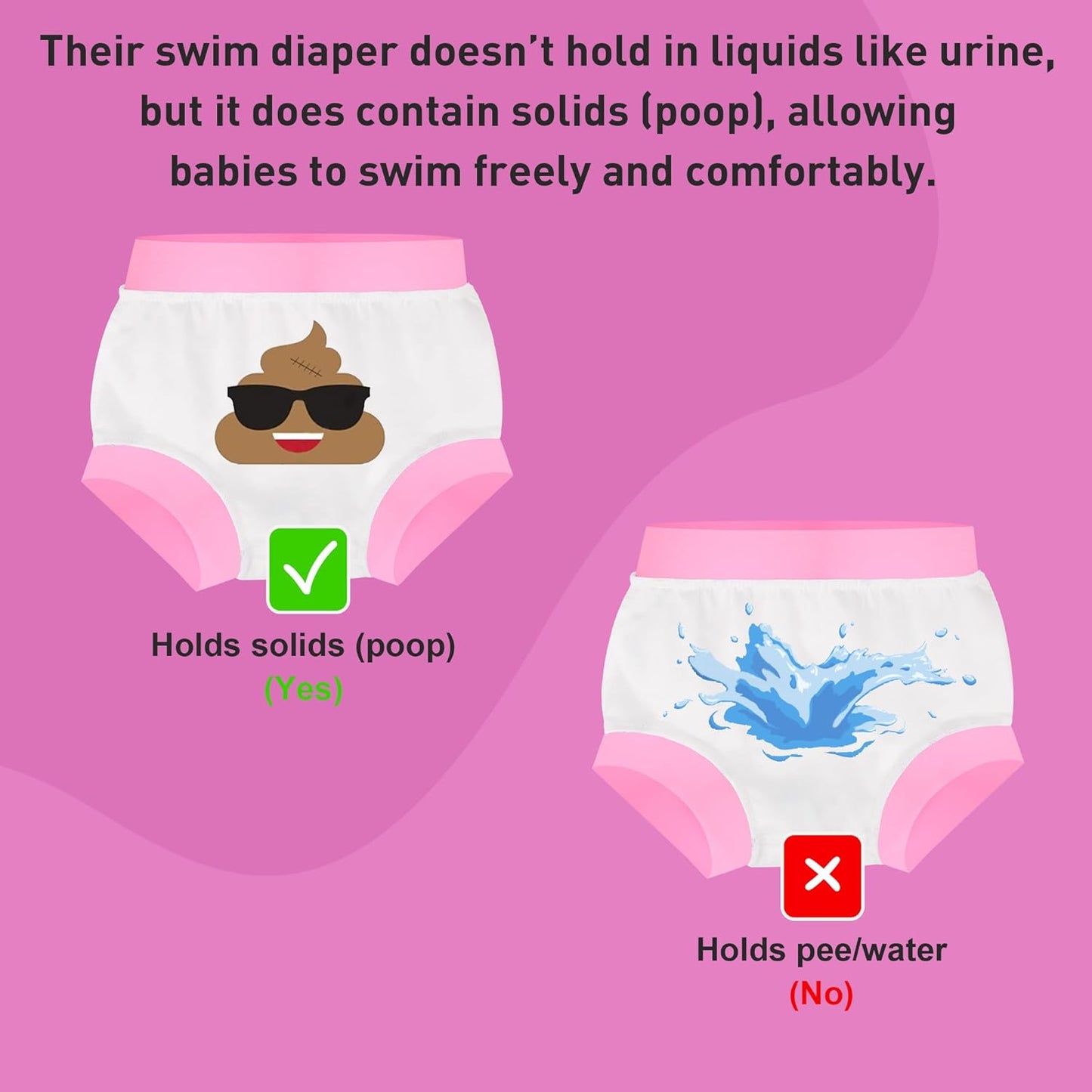 BIG ELEPHANT Baby Swim Diapers 3/6 Pack – Reusable Waterproof Diapers, Soft Breathable Swimwear for Boys and Girls
