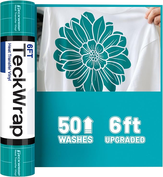 TECKWRAP Heat Transfer Vinyl for T-Shirts, 50+ Washes, REACH Certified & Dryer