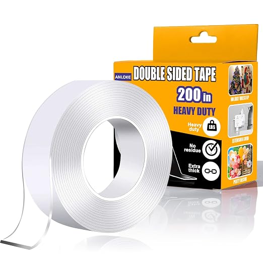 ANLOKE Double Sided Tape Heavy Duty, 1.2 Inchx 200 Inch ，Extra Large Nano