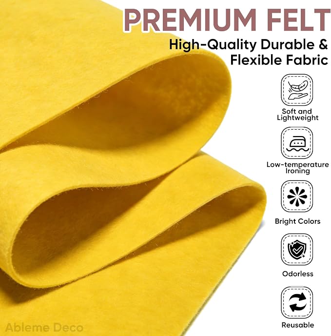 Soft Felt Fabric Sheet 18" x 36", 1.6mm Acrylic Craft Felt, Large Precut Sheet