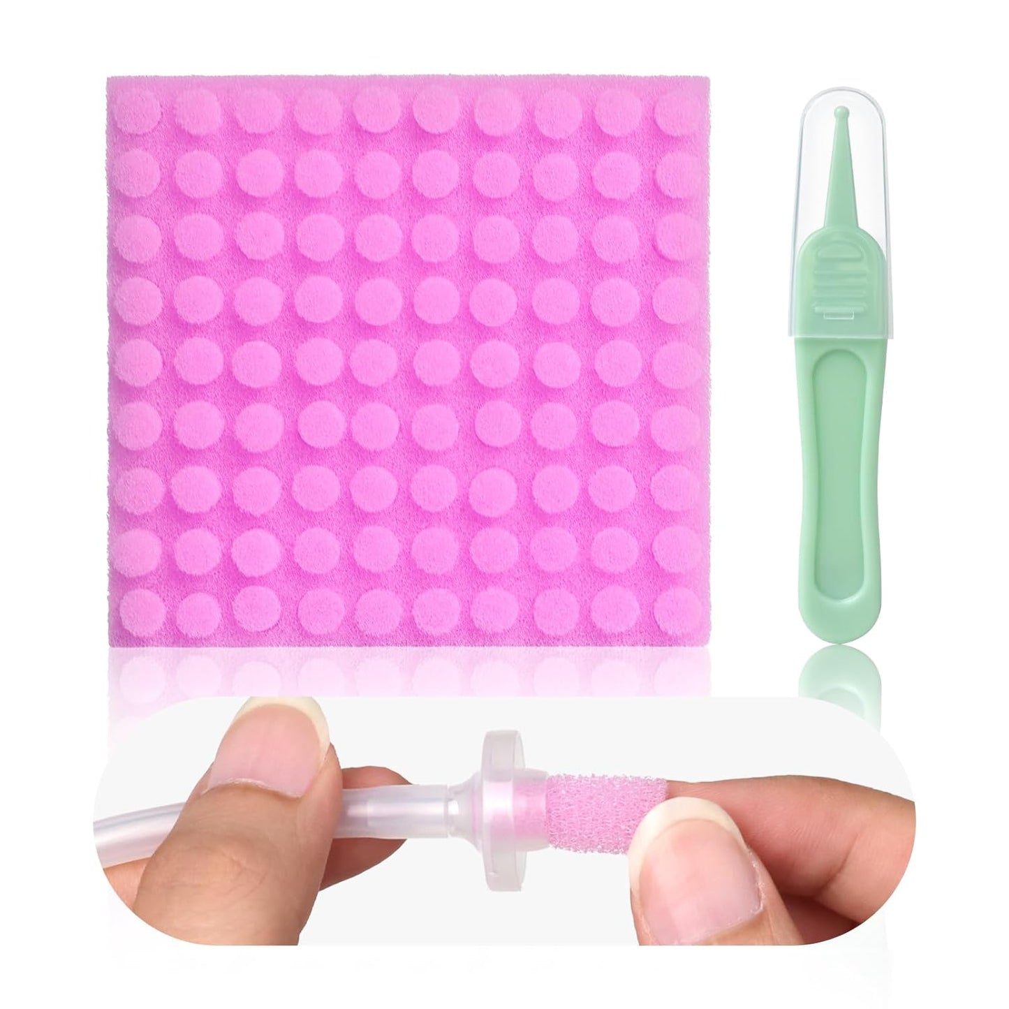Replacement for Nosefrida Nasal Aspirator Filters, 100-Pack of Premium Nasal Aspirator Hygiene Sponges, with Nose Cleaning Tweezers (Red,100 Count)