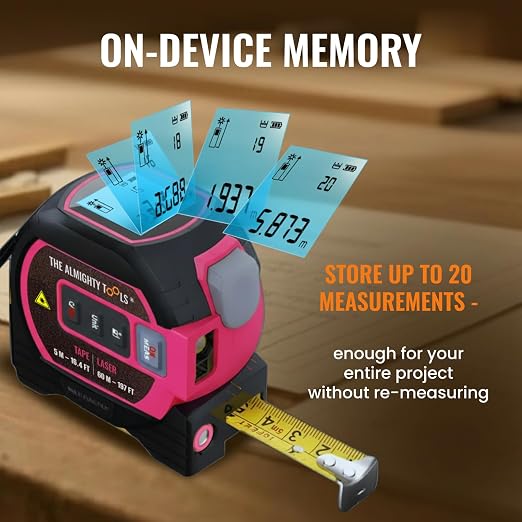 The Almighty Ruler Laser Tape Measure | Laser Distance Measurer, Heavy-Duty Tool