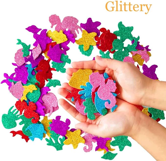 TTSAM Glitter Colorful Sea Animals Shapes Foam Stickers Self Adhesive Craft