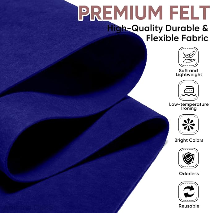 Soft Felt Fabric Sheet 18" x 36", 1.6mm Acrylic Craft Felt, Royal Blue | Soft