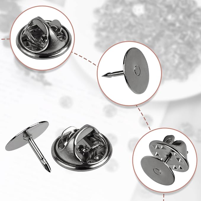 JANYUN 120 Pairs Black Butterfly Clutch Tie Tacks Blank Pin Clasp Back | Metal