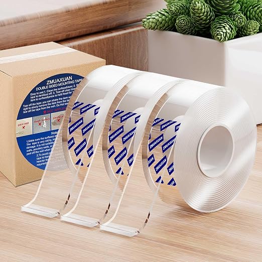 ZMUAXUAN Clear Double Sided Adhesive Mounting Tape Heavy Duty Removable