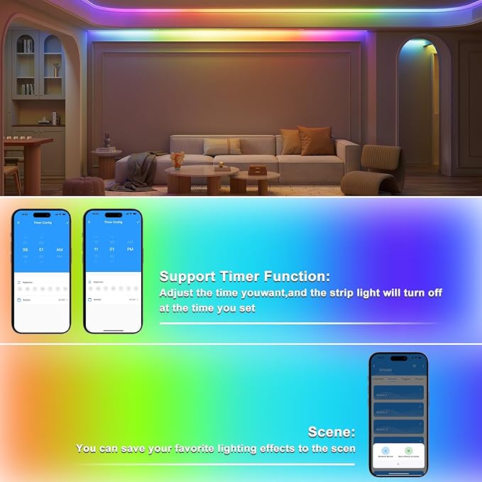 PAUTIX SP608E Built-in Mic/AUX Music Bluetooth SPI Controller with 8 Signal Outputs for LED Module Pixel Strip String Light Andriod iOS APP/Remote/Trigger Control,Work with RGB Smart IC COB LED Strips