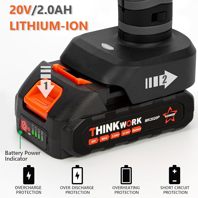 THINKWORK 20V Cordless Hot Glue Gun and Sticks Set, Rechargeable Glue Gun