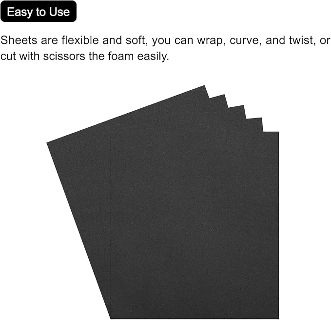 MECCANIXITY EVA Foam Sheets Black 19.7 Inch x 17.7 Inch 0.8mm Thick Crafts Foam