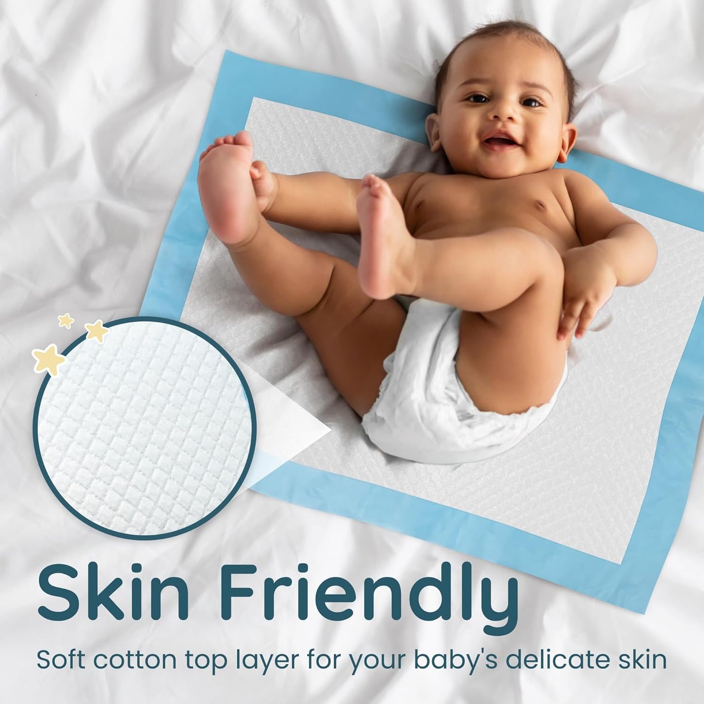 Reli. Disposable Changing Pads for Baby (220 Pack) | Disposable Diaper Changing Pads, 13" x 18" | Super Absorbent, Leak-Proof Liners | Waterproof, Quick Dry Underpads (Blue/White)