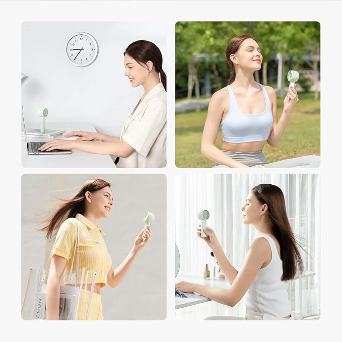 JISULIFE Mini Portable Fan-Bladeless Safe Design, Powerful Turbo Handheld Fan with 3 Speeds, USB Rechargeable, Small Pocket Design for Travel/Lash, Gifts For Girls/Women