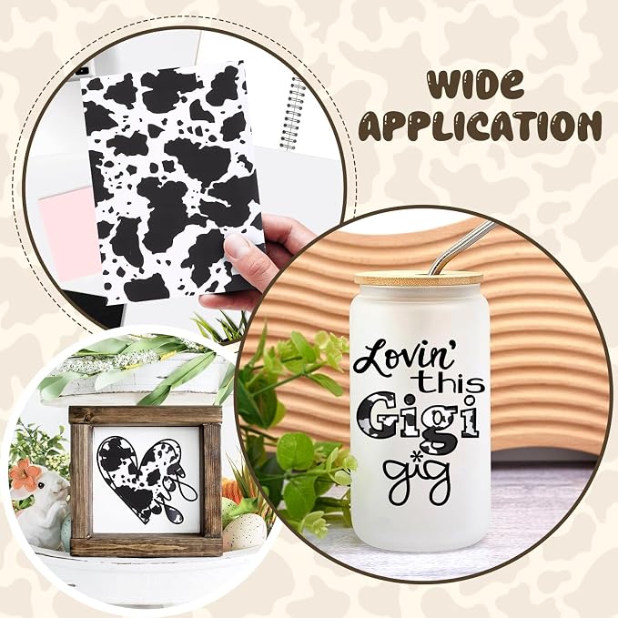 Tintnut Cow Spots Permanent Vinyl Roll 12in x 5ft Cowhide Adhesive Vinyl |