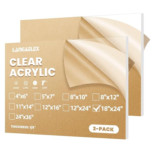 2 Pack 18x24 1/8" Clear Plexiglass Sheets
