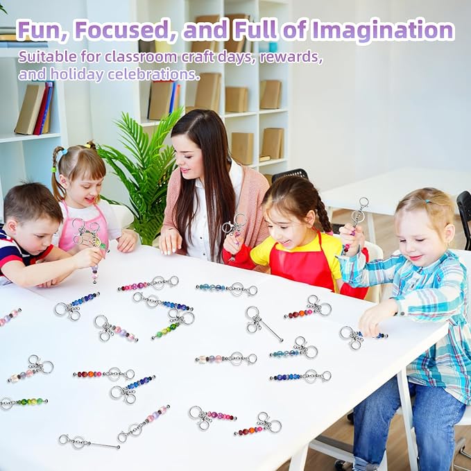 28 Pcs Beadable Keychain Bars