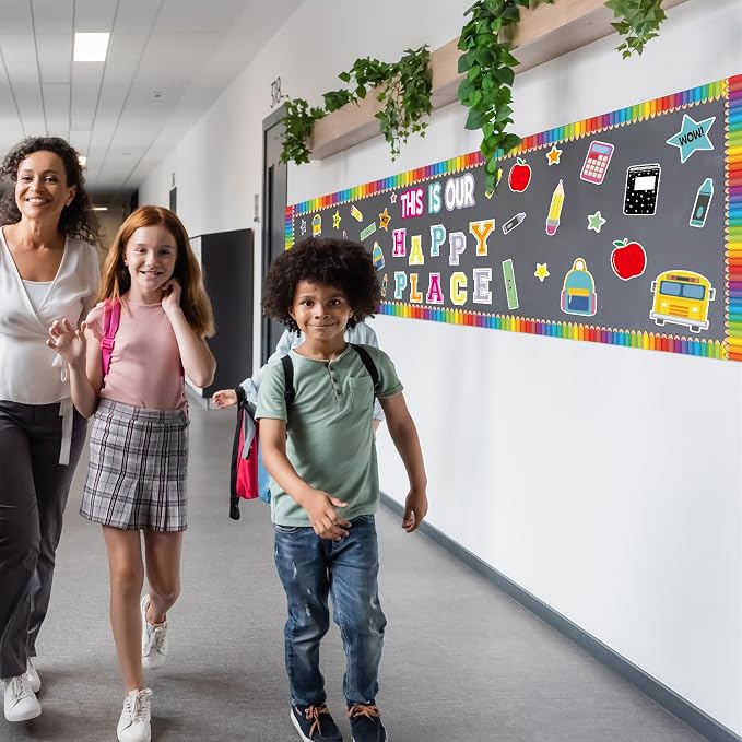 Mooliwe This is Our Happy Place Classroom Decor Welcome Back to School Bulletin