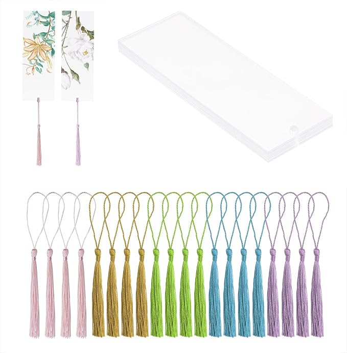 Blank Clear Acrylic Bookmakrs 20Pcs Plastic Craft Transparent Acrylic Bookmakrs