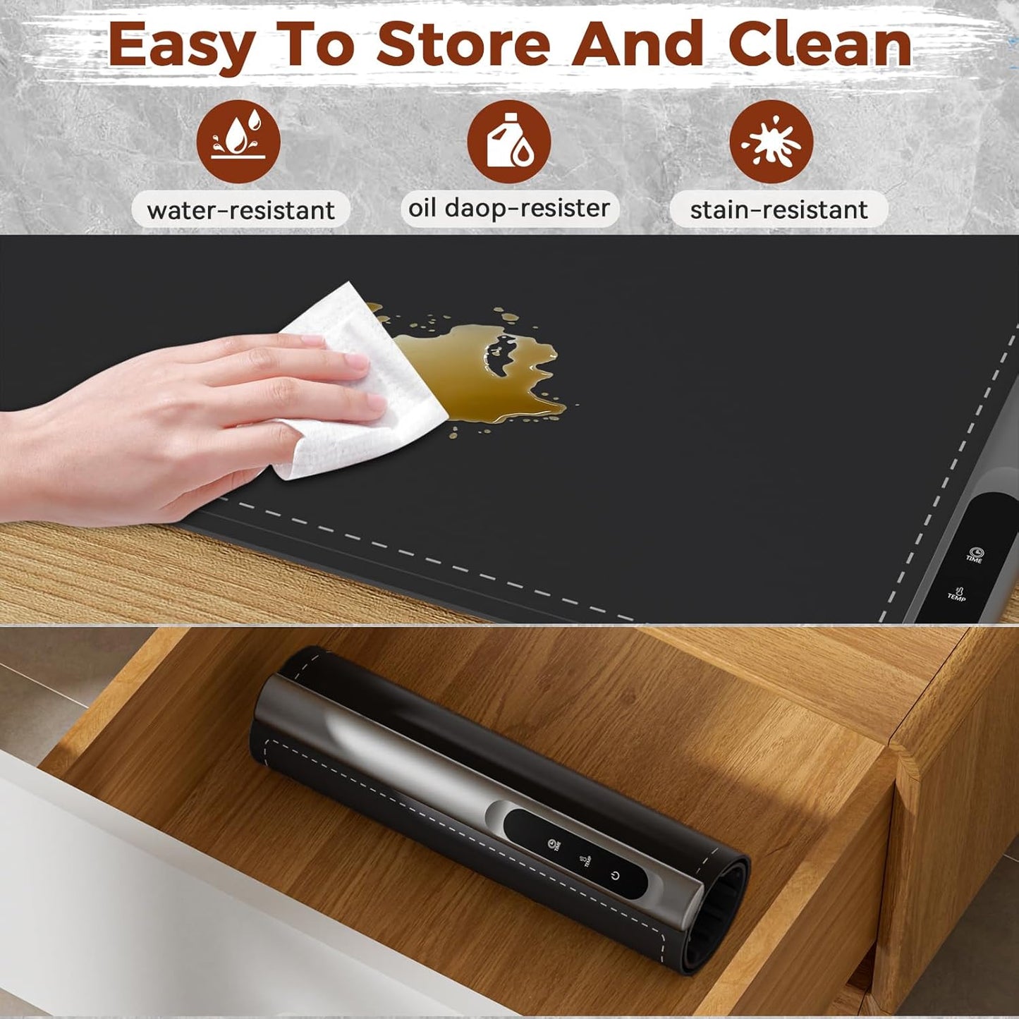 Upgrade Graphene Warming Mat for Food, Food Warming Mat for Countertop with 6 Temperature Settings and Timing Function, Portable Electric Warming Tray for Parties Buffet, Black