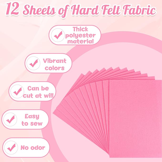 NEBURORA 12 Pcs 2mm Thick Stiff Felt Sheets