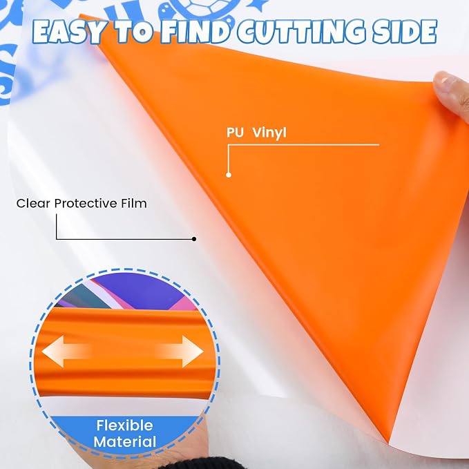 DUEUIOE PU Heat Transfer Vinyl 12 Pack 12"x10" Easy Cut & Weed Iron on HTV Vinyl