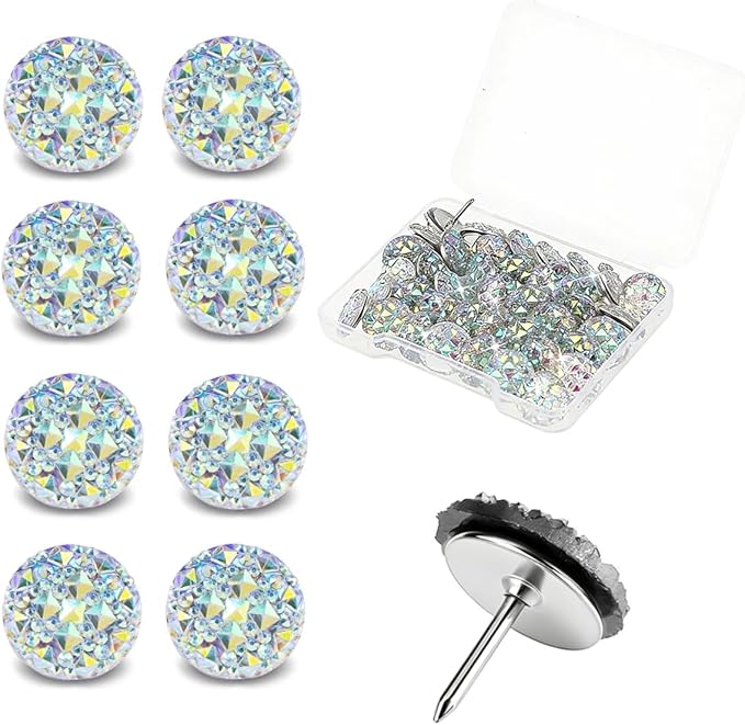 40 Diamond Pins Set, Decorative Push Thumbtacks