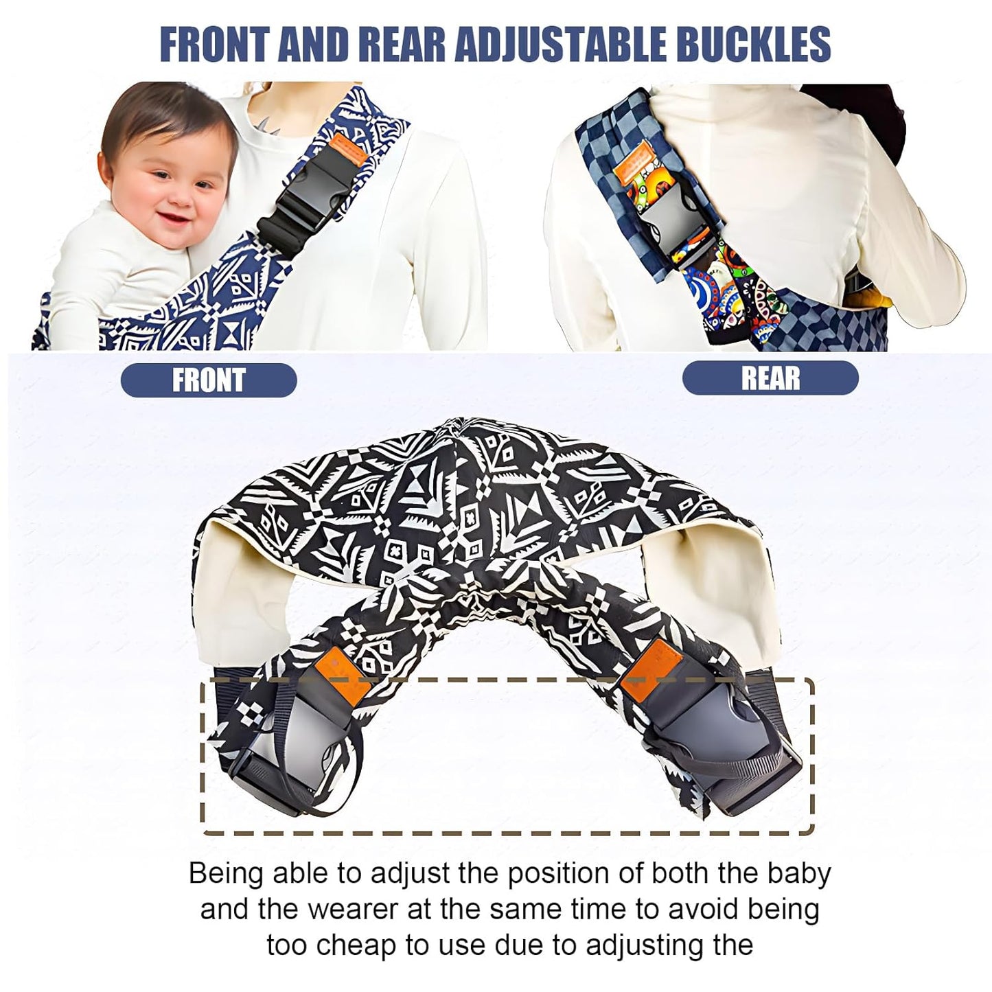Baby Sling Carrier,Baby Sling,Toddler Carrier,Adjustable and Non-Slip Hip Seat Carriers Carrying 10-30 lbs(Rainbow)