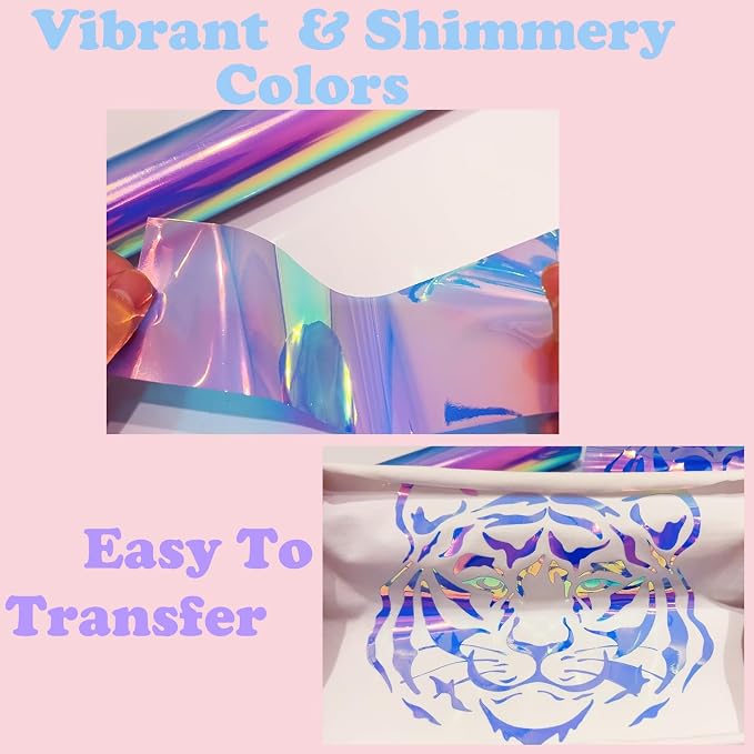 Holographic Heat Transfer Vinyl 10.5IN x 6FT Rainbow HTV Iron on Vinyl