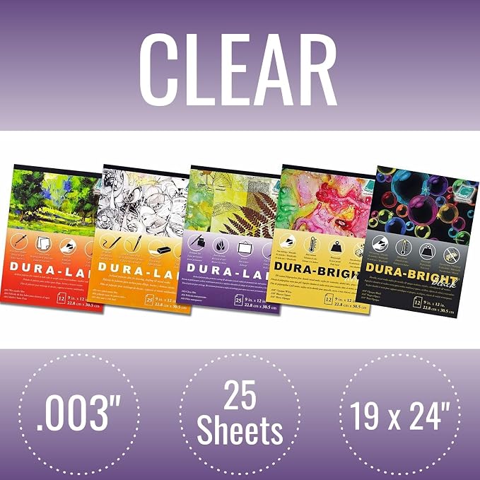 Grafix Dura-Lar 0.003" Film, Ultra Clear, Glossy 19"x24" Sheet, Mylar/Acetate