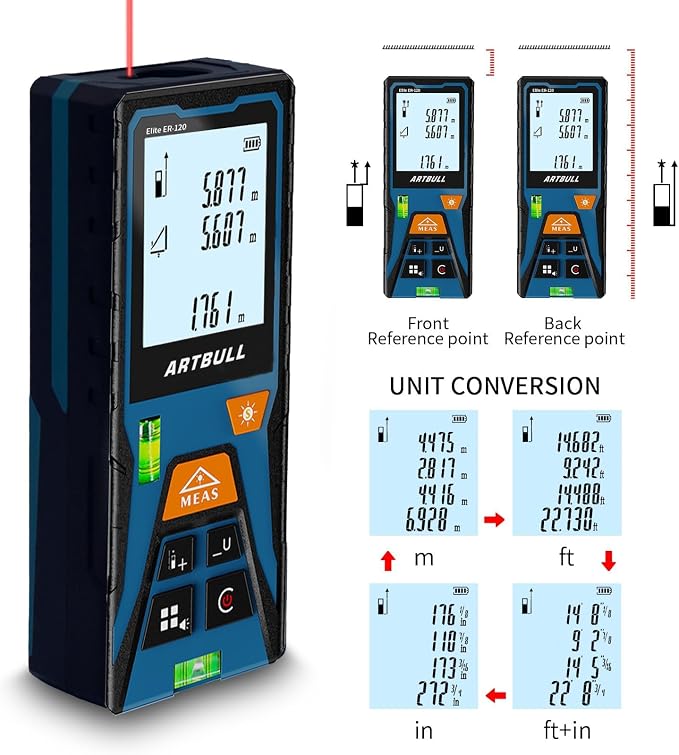 Laser Distance Measure Backlit LCD