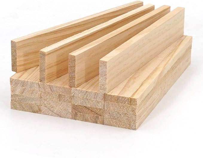 Wood Strips Slats for Wall, Square Wooden Dowels for Crafts 1/4"x 1" x 6"