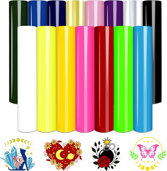 Tintnut Classic Color Heat Transfer Vinyl, 15 Sheets 12"x10" Iron on Vinyl |