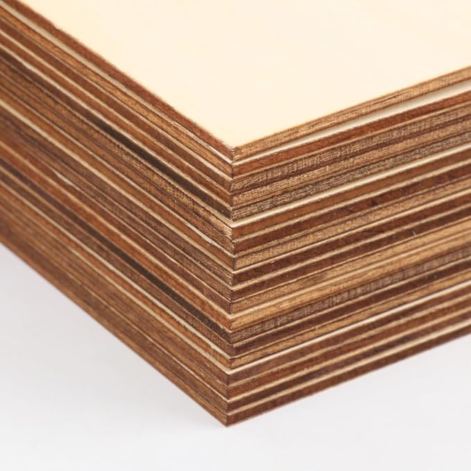 100 Pcs 5 Inch Wood Squares for Crafts, 1/8 inch Thick Plywood Wooden Sheets