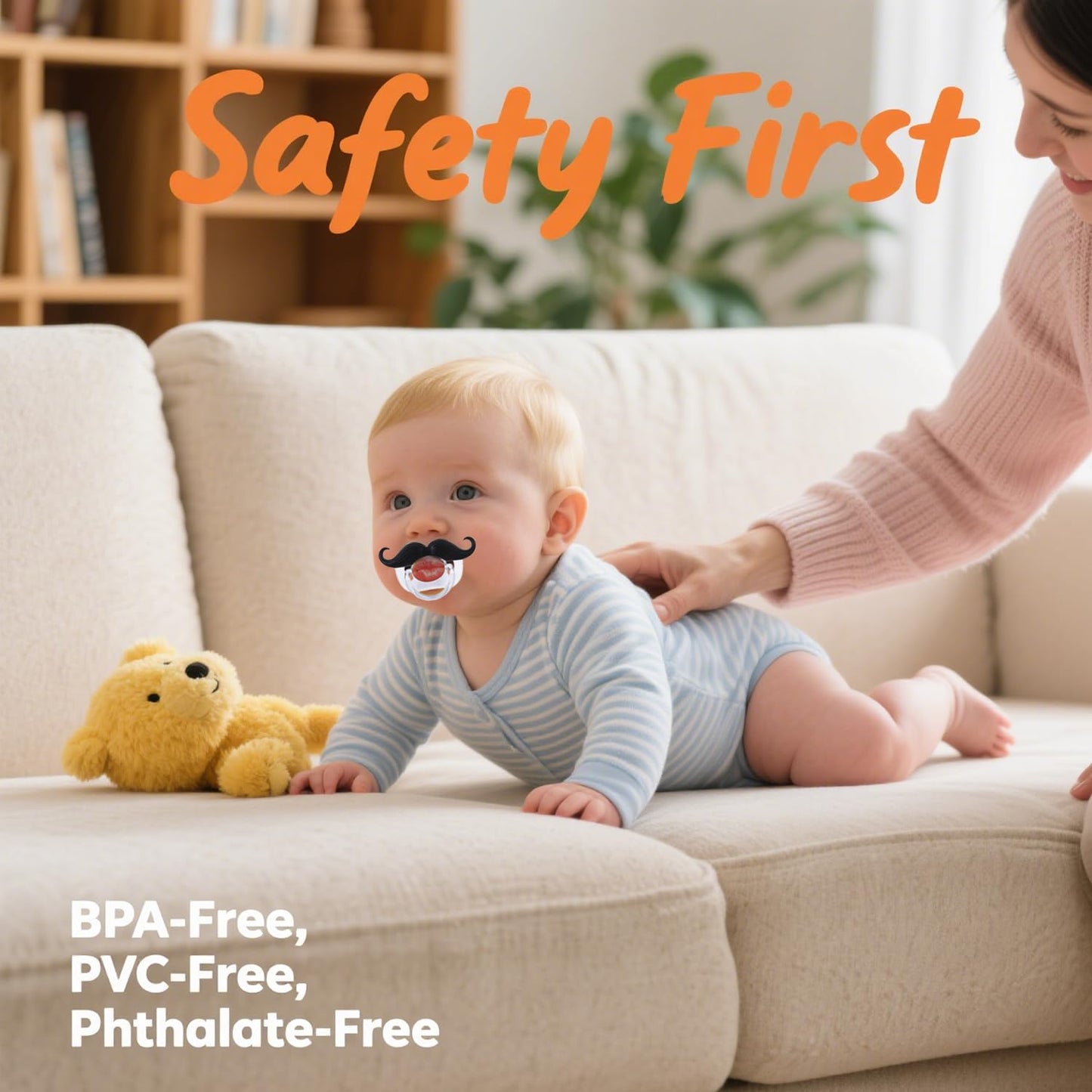 Funny Baby Pacifiers,Mustache Pacifiers 0-18 Months for Babies,Mustache Binky,Gift for Newborns,Infants,Toddlers,Baby Boys,BPA Free(Mustache Pacifiers)