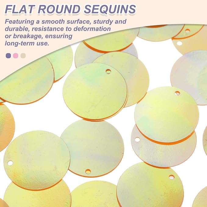 MECCANIXITY 700 Pcs Flat Round Sequins 15mm/0.6 Inch Loose Paillettes Craft