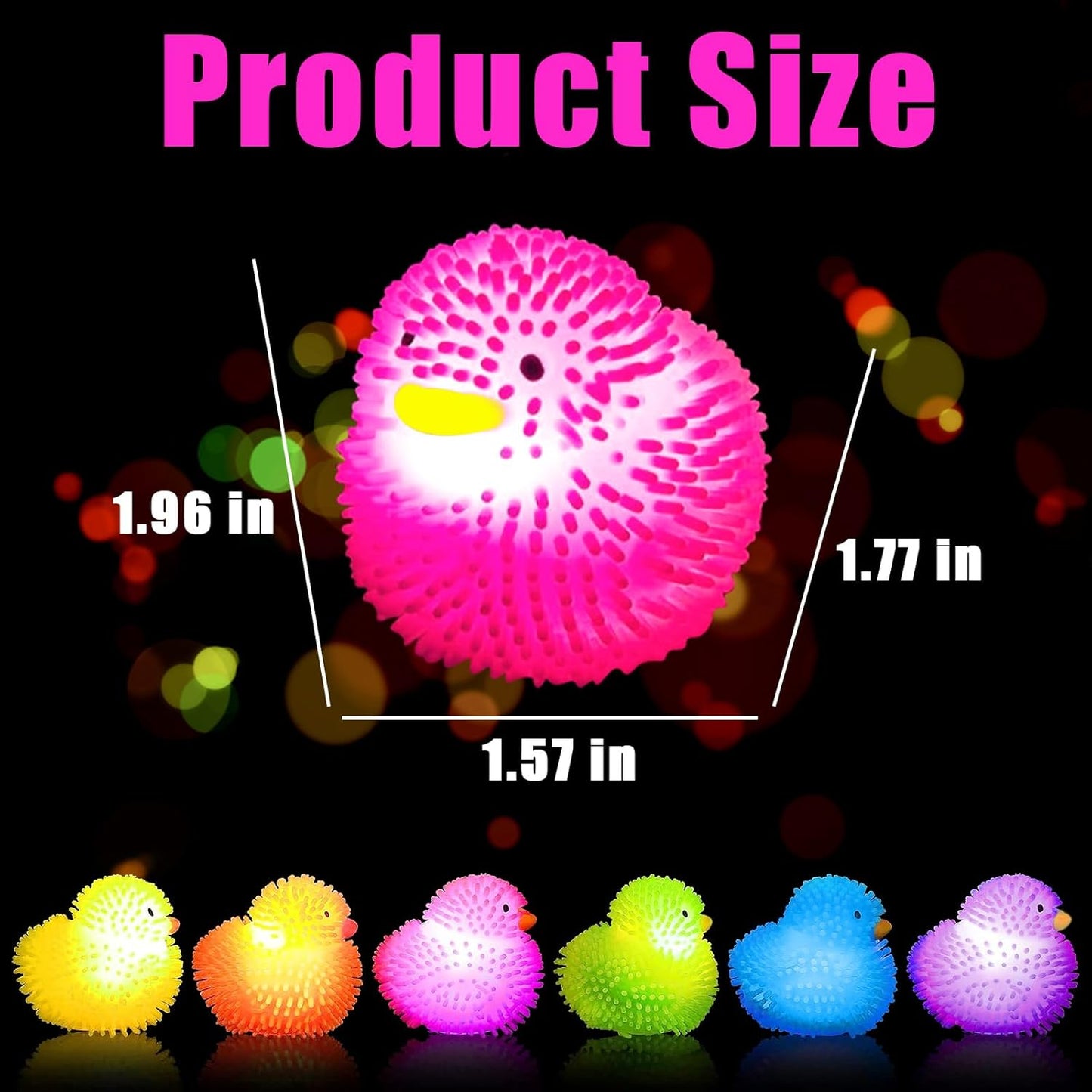 18Pcs LED Light Up Rubber Duck,Puffer Ball Flashing Bath Ducks,Glow Toy Mardi Gras Rubber Ducks Cute Ducklings are Suitable for Birthday Party Gift,Summer Beach Activities,Classroom Prizes,Bath Toy