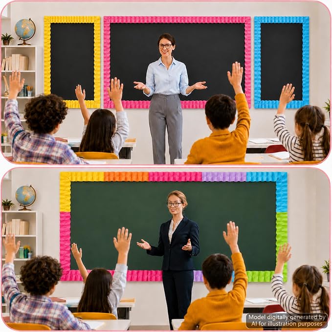 6 Rolls 40 Ft Ruffled Bulletin Board Borders Back to School Classroom Decor