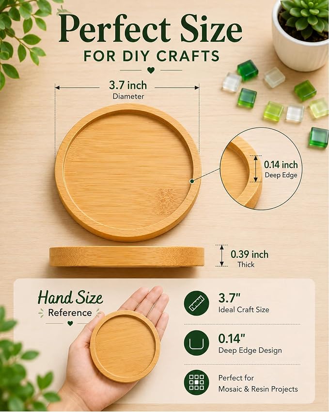 Bamboo Coasters for Crafts, DIY resin projects, classroom crafts, group