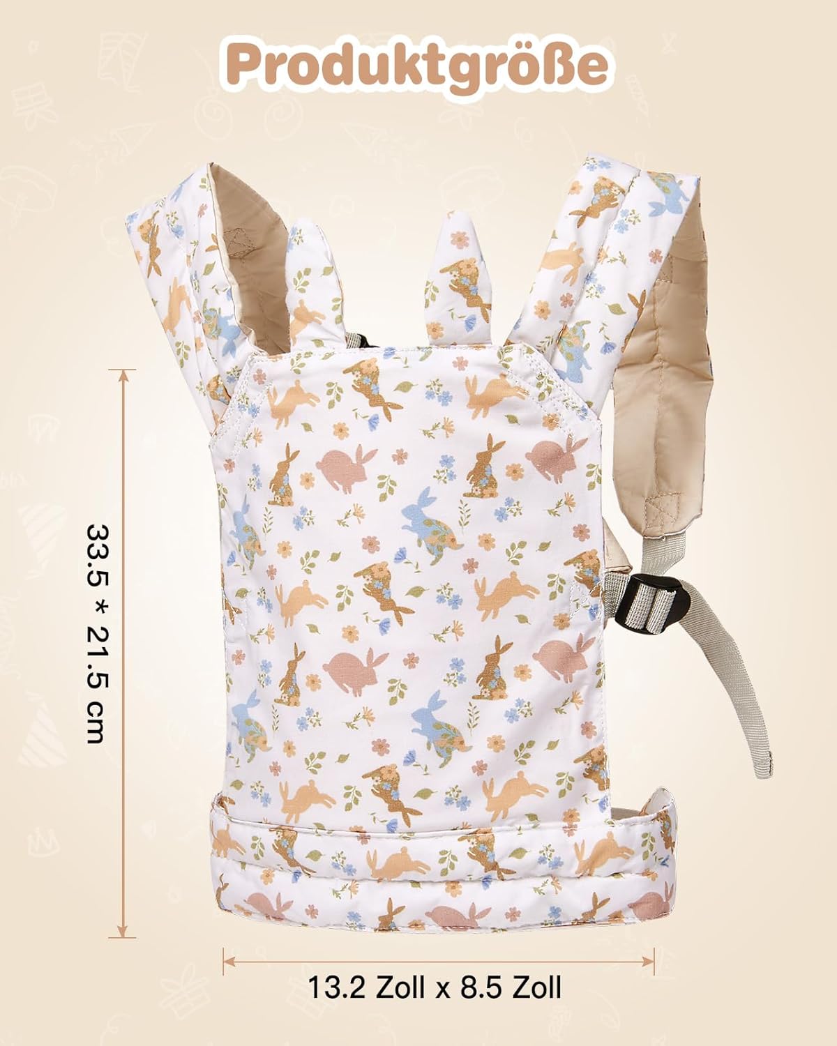 Lictin Baby Doll Carrier, Front and Back Doll Accessories Carrier for Little Girls, with Adjustable Straps for Stuffed Animal Reborn Baby Doll