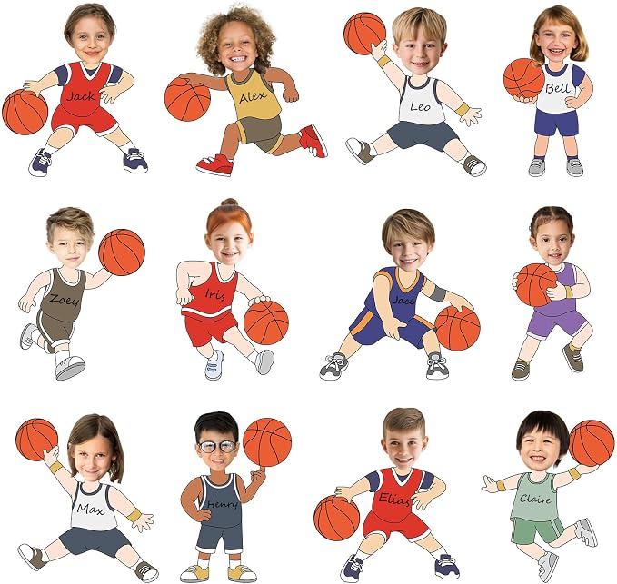 OBUSATT 60 Pcs Basketball Player Theme Cutouts Basketball Bulletin Board