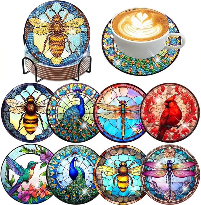 ijbnhd 8 Pcs Animals Diamond Painting Coasters |