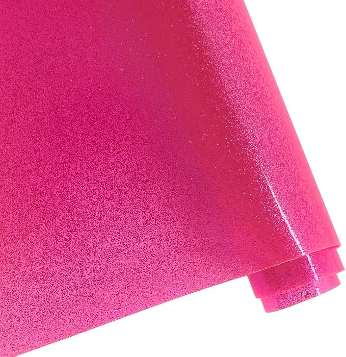 ONEART | Pink Transparent Glitter Vinyl Roll, 0.7 mm Solid Clear PVC Jelly