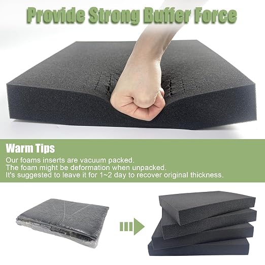 4 Pack Gun Case Foams-16 x 12 x 2 Inch Pick and Pluck Shadow Packing Foam Sheets