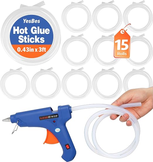 15 Rolls Hot Glue Sticks, Each Full Size 3 FT Long x 0.43" Diameter Glue Sticks