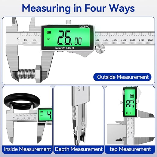 Rechargeable Digital Caliper 6 Inch, High-Precision Stainless Steel Vernier